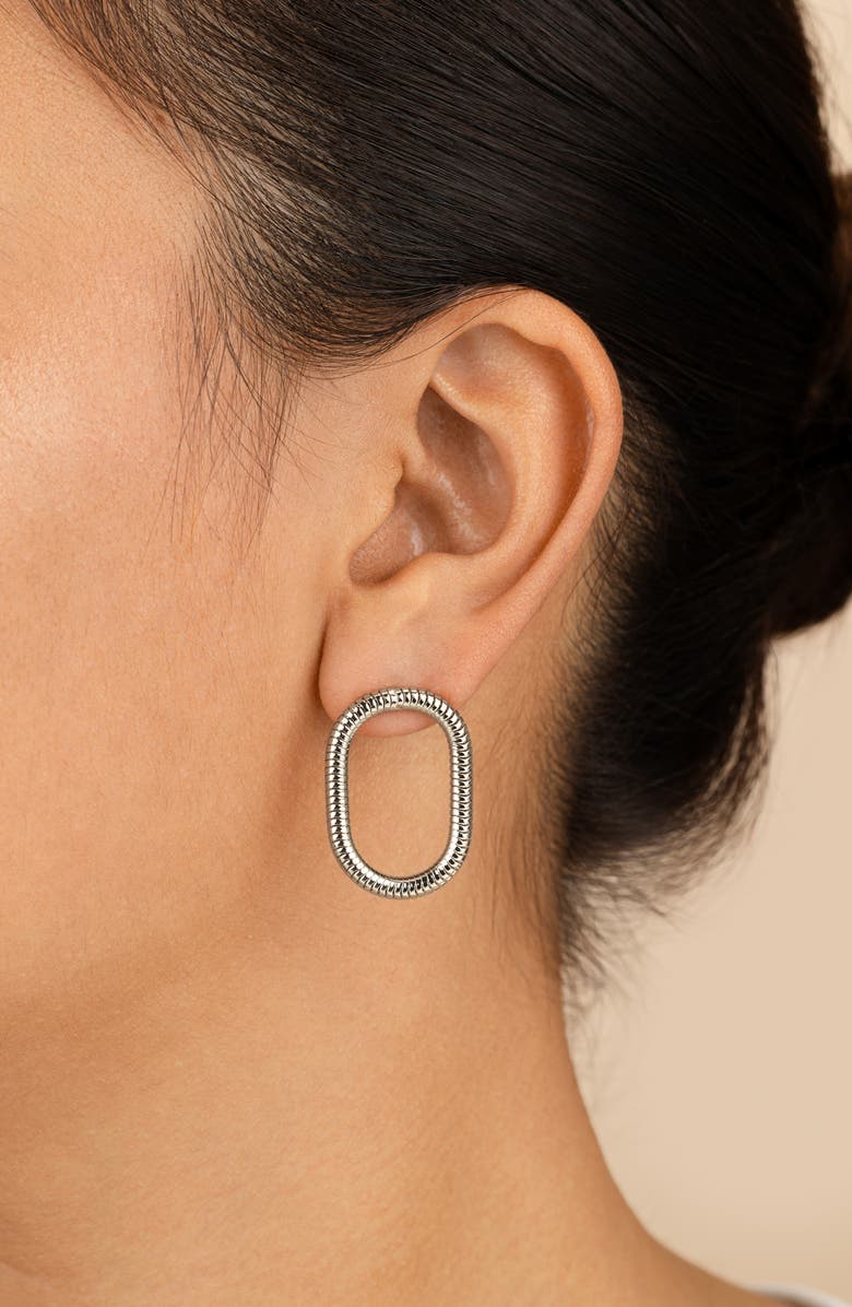 Sterling Forever Indigo Snake Chain Frontal Hoop Earrings, Alternate, color, 