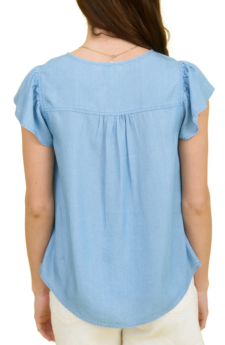 Blu Pepper Flutter Sleeve Chambray Top, Alternate, color, Chambray