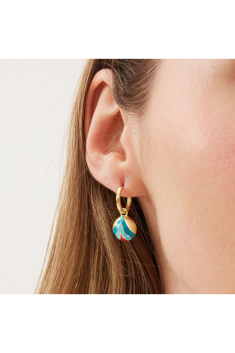 Enamel Blue Five Color Sterling Silver Earrings, Alternate, color, Gold