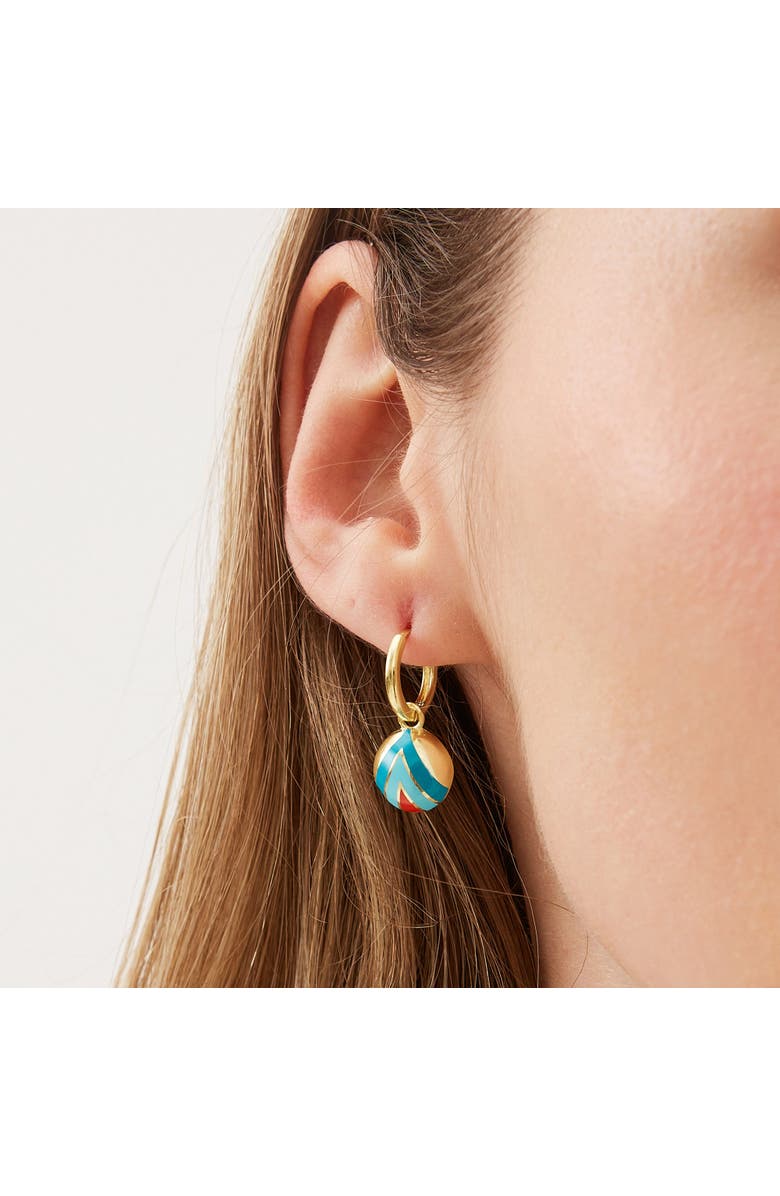 Spero London Enamel Blue Five Color Sterling Silver Earrings, Alternate, color, Gold