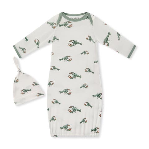 Luxe Stretch Newborn Gown and Hat Set (Baby)