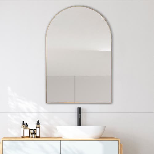 Jonathan Y Elodie Medium Arched Metal Framed Wall Mounted Mirror In Gold