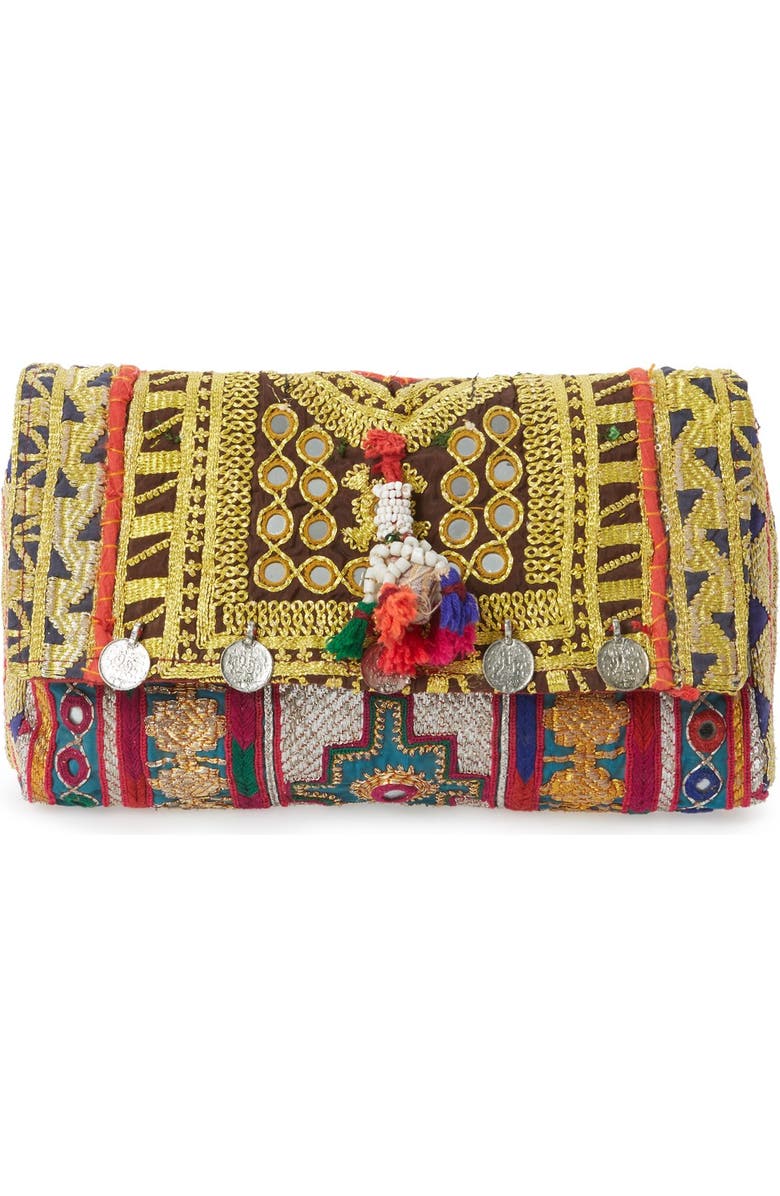 All Things Mochi 'Jaipur' Pompom Clutch, Main, color,