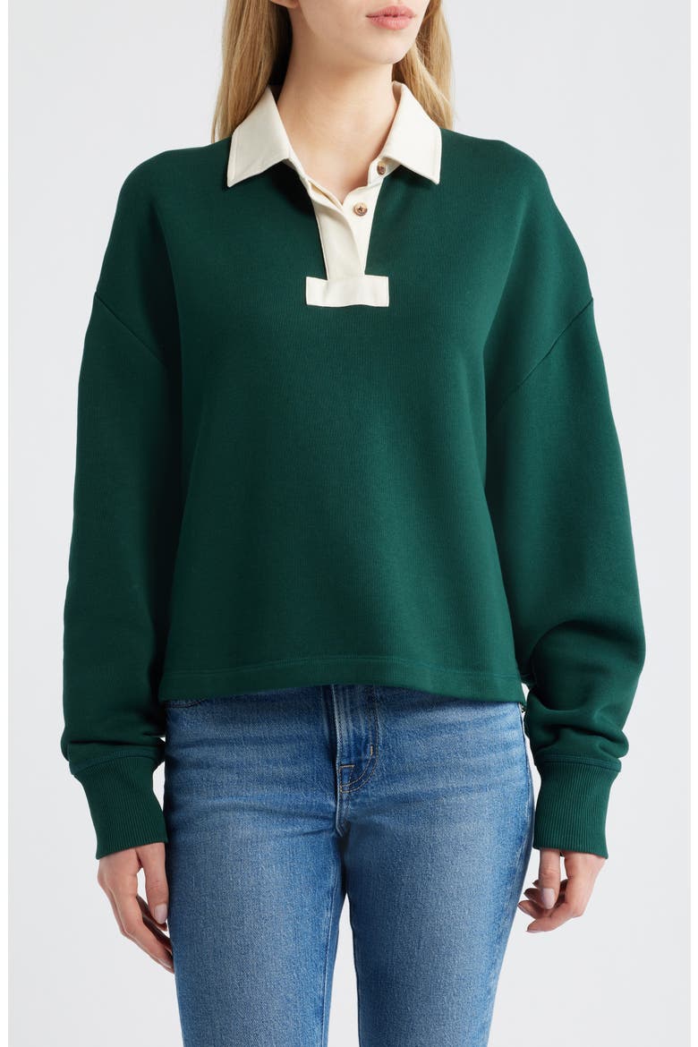 Vintage Terry Polo Sweatshirt, Main, color, FOREST