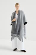 Brunello Cucinelli Wool and cashmere double knit poncho