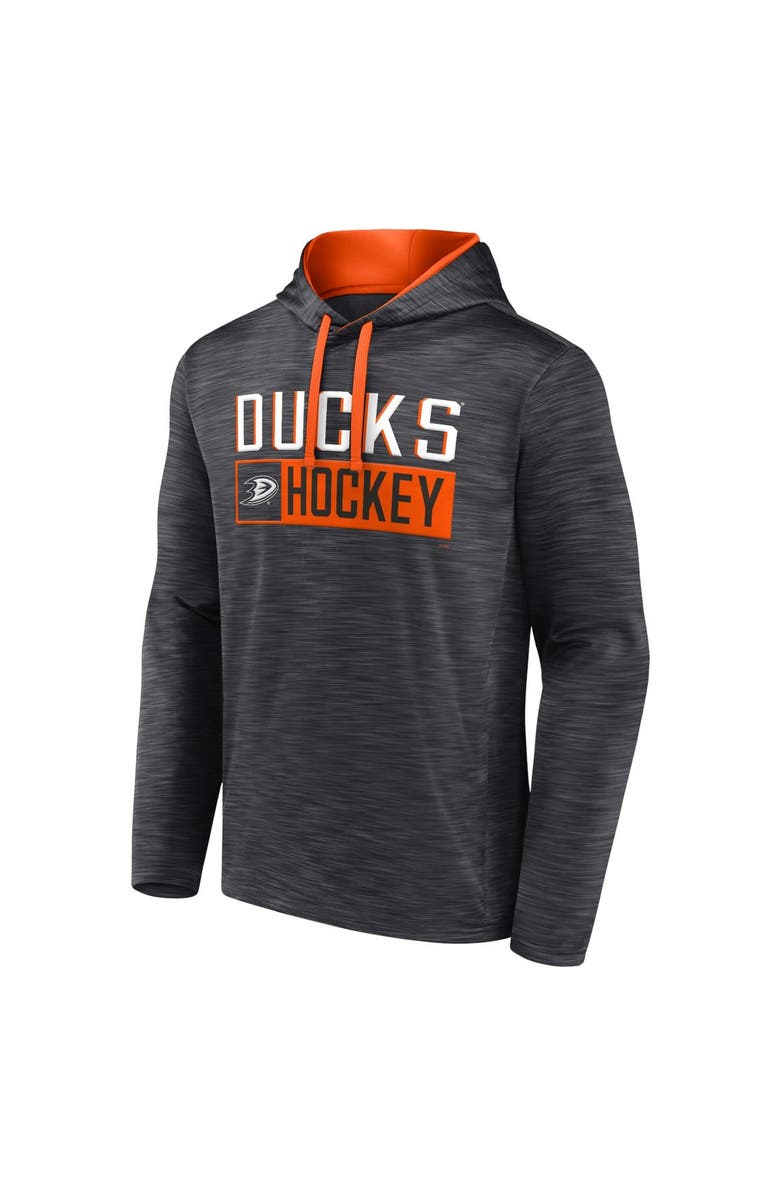 FANATICS Men's Fanatics Branded Heather Charcoal Anaheim Ducks Close Shave Pullover Hoodie, Alternate, color,