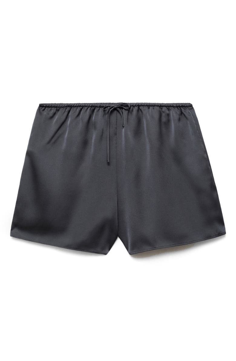 MANGO Satin Drawstring Pajama Shorts, Alternate, color, Dark Grey