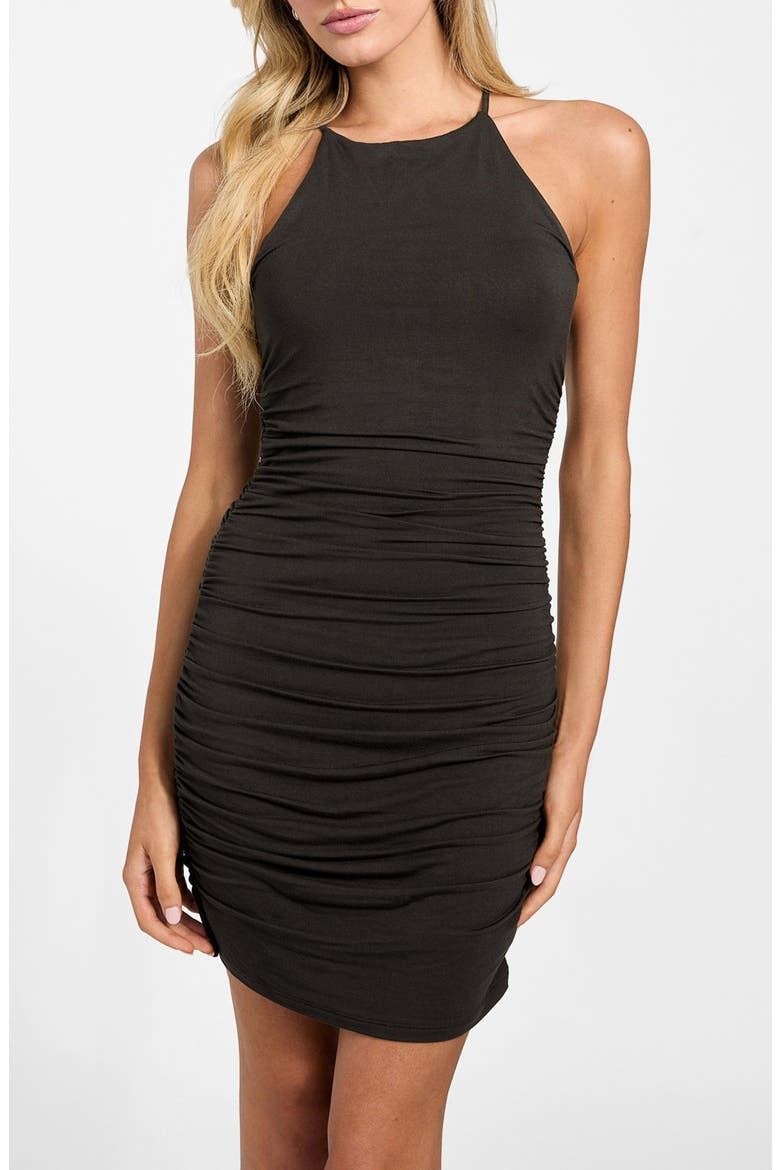 Evie Ruched Body-Con Minidress, Alternate, color, BLACK