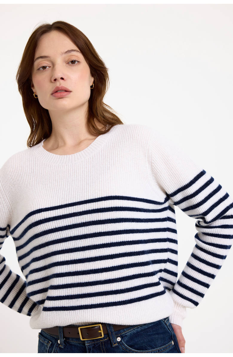 Brodie Pure Cashmere Kate Crew Neck 100% Cashmere Sweater, Alternate, color, Organic White