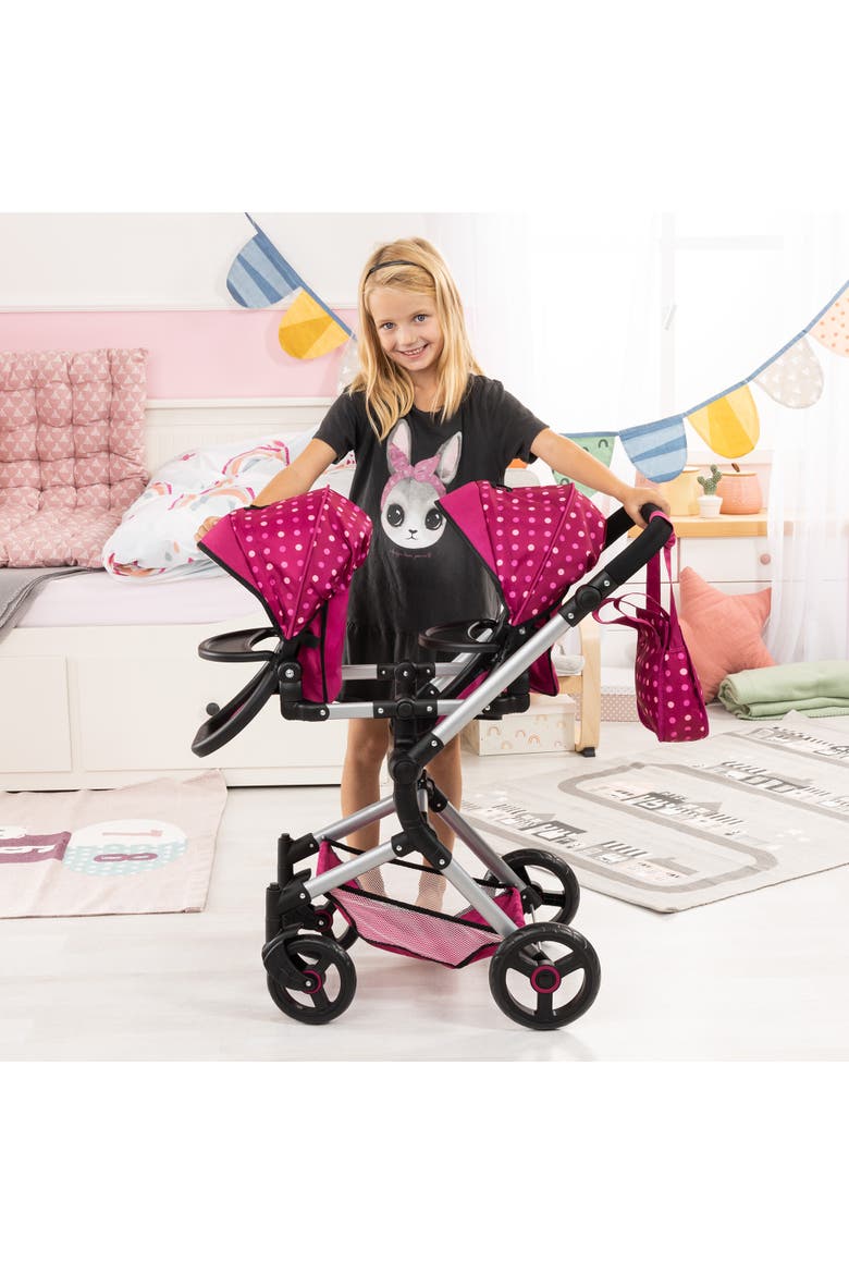 Neo Twin Doll Pram, Alternate, color, Pink