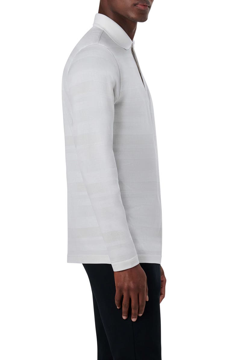 Bugatchi Three-Button Long Sleeve Polo, Alternate, color, Stone