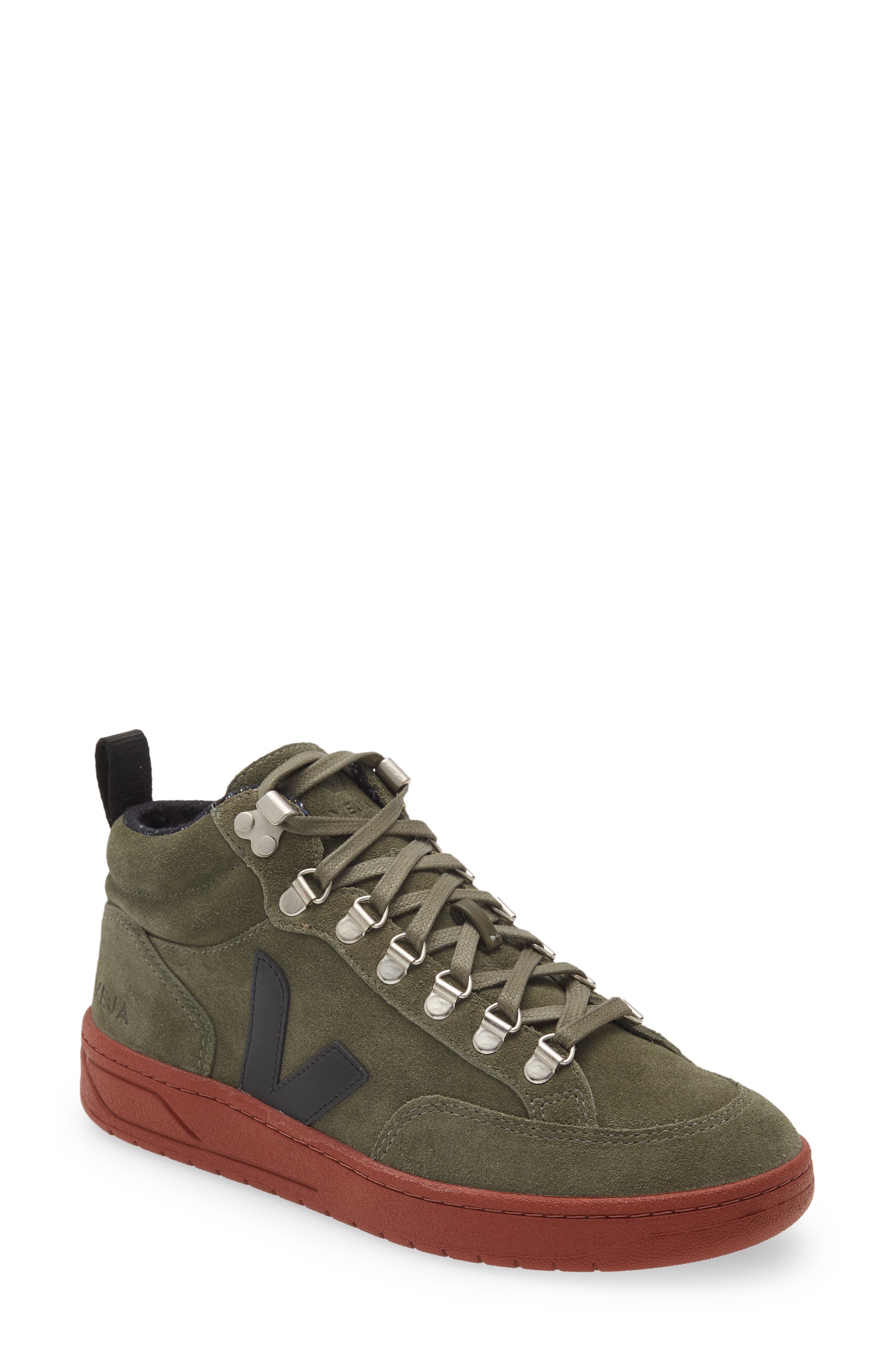 Veja Gender Inclusive Roraima High Top Sneaker, Main, color, Olive/ Black