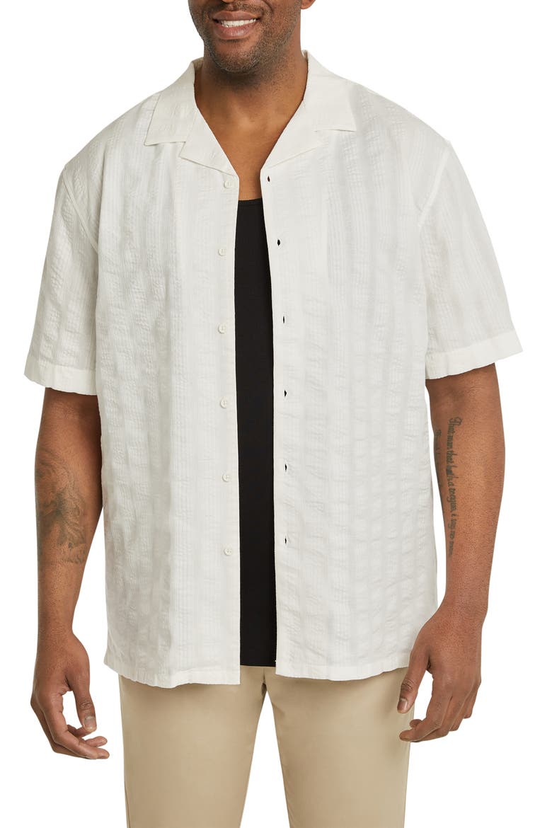 Belize Textured Relaxed Fit Camp Shirt, Main, color, BONE