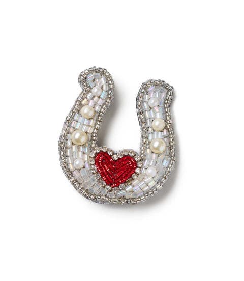 Bala Mani Beaded Horseshoe Brooch Pin