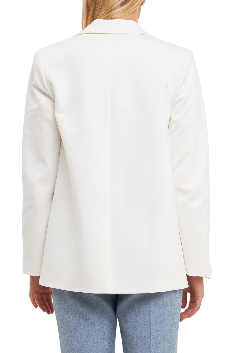 Curved Lapel Stretch Cotton Blazer, Alternate, color, WHITE