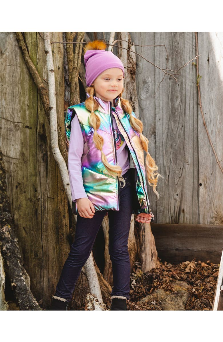 Deux par Deux Quilted Mid-Season Sleeveless Vest Metallic, Alternate, color, Multicolored