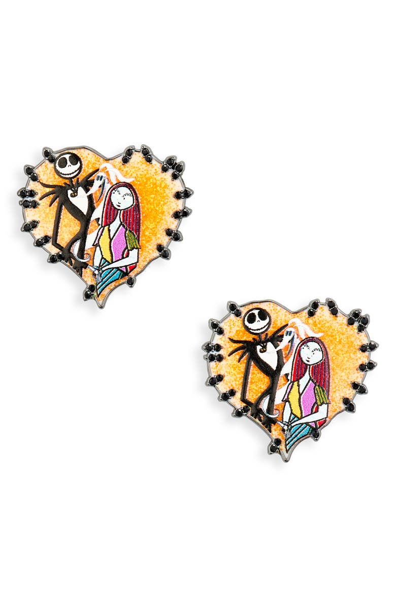 BaubleBar Jack and Sally Heart Stud Earrings, Main, color, Orange Multi