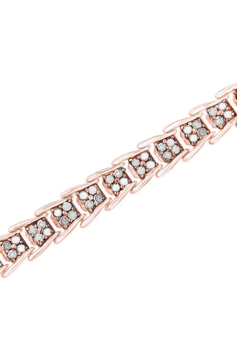 Silver 2.0 Cttw Diamond Fan-Shaped Fancy Chevron Link Tennis Bracelet, Alternate, color, Rose
