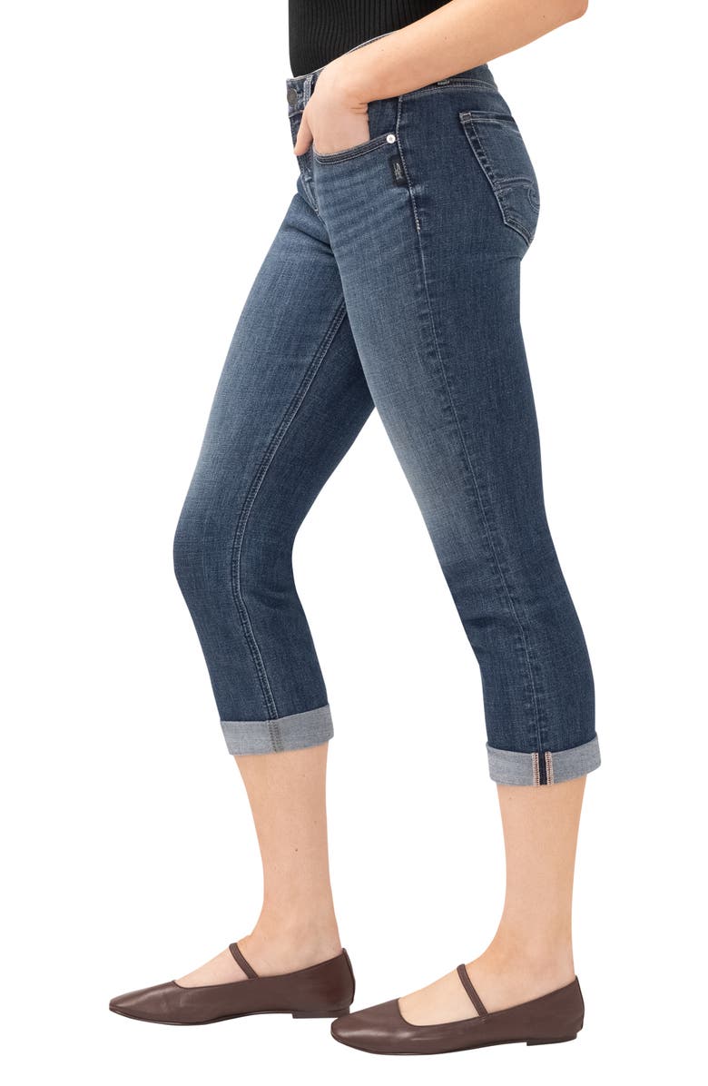 Silver Jeans Co. Suki Curvy Mid Rise Capri Jeans, Alternate, color, Indigo