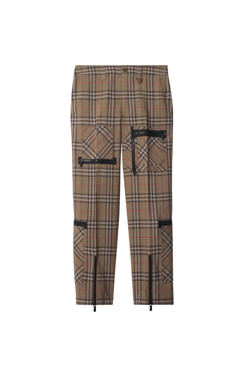Burberry Check Silk Blend Cargo Trousers, Alternate, color, Brush