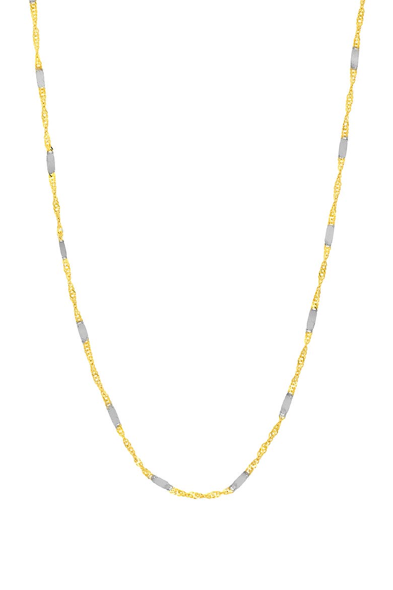 Two-Tone 14K Gold Bar Station Chain Necklace, Main, color, SILVER/ YELLOW GOLD