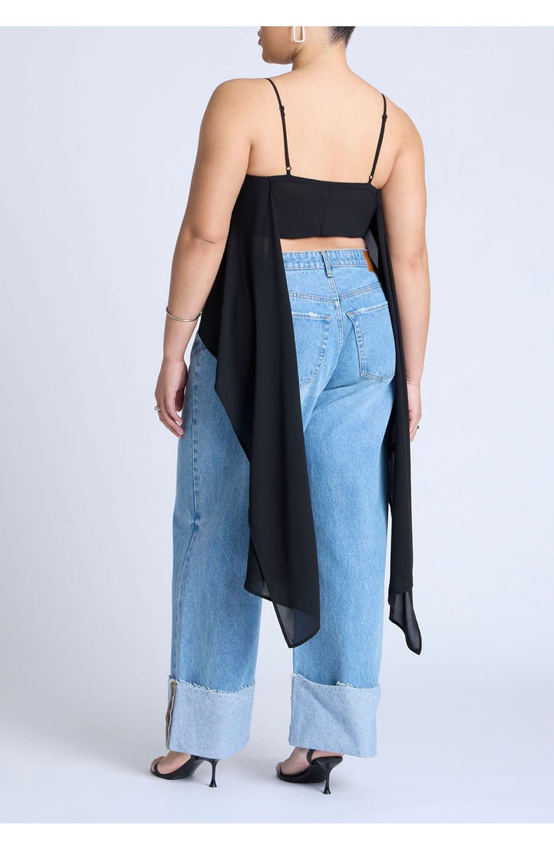 ELOQUII Cascading Crop Top, Alternate, color, Black