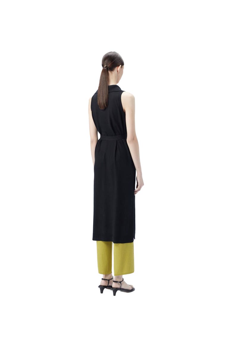 Sleeveless Silk Cashmere Polo Dress, Alternate, color, black