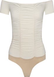 L'AGENCE Baleigh Off the Shoulder Ruched Bodysuit