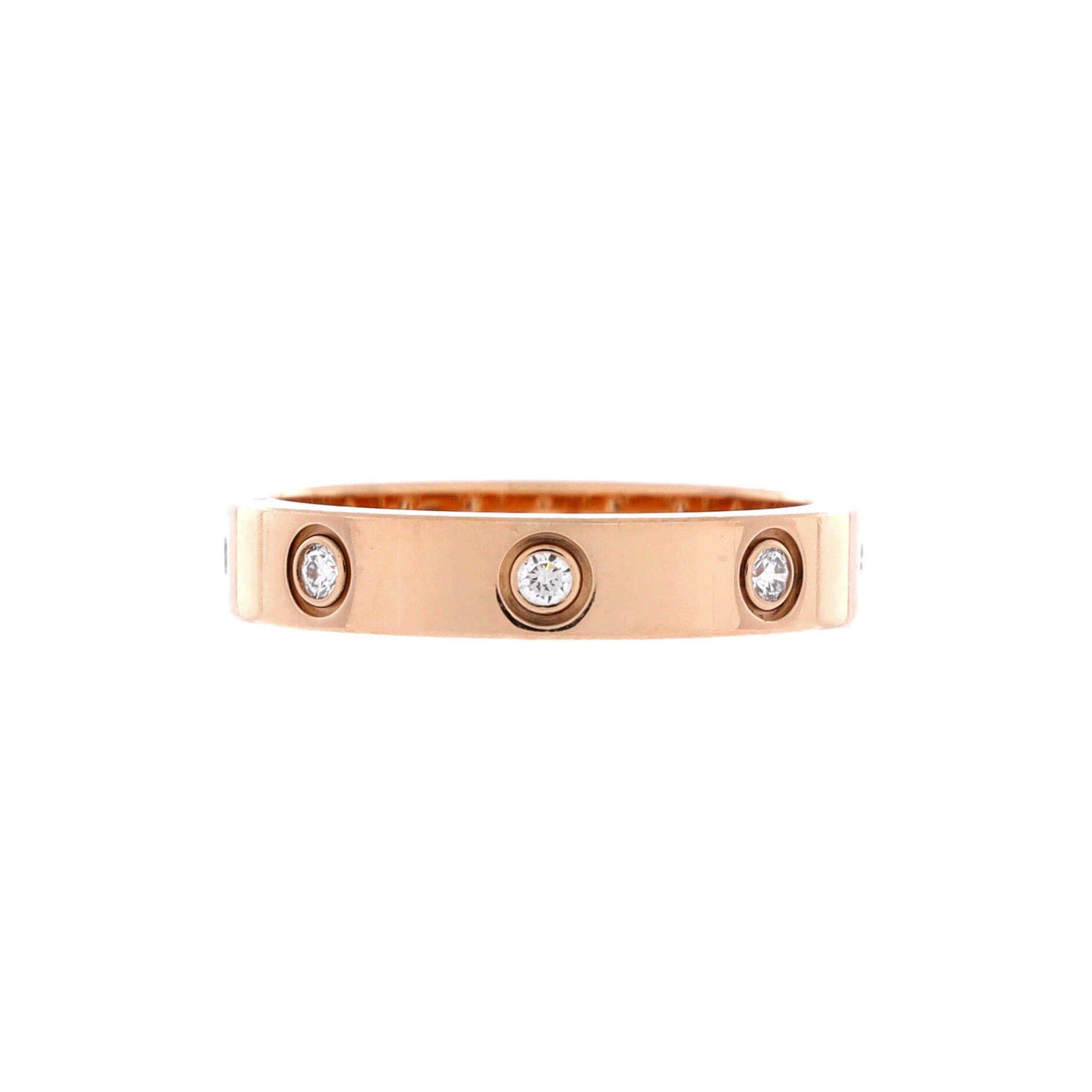 Love Wedding Band 8 Diamonds Ring 18K Rose Gold with Diamonds, Main, color, Metallic Gold