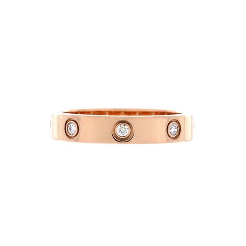 Love Wedding Band 8 Diamonds Ring 18K Rose Gold with Diamonds
