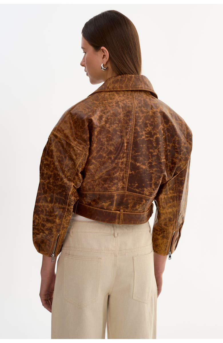 LAMARQUE Vinnie | Leather Cropped Biker Jacket, Alternate, color, Brown