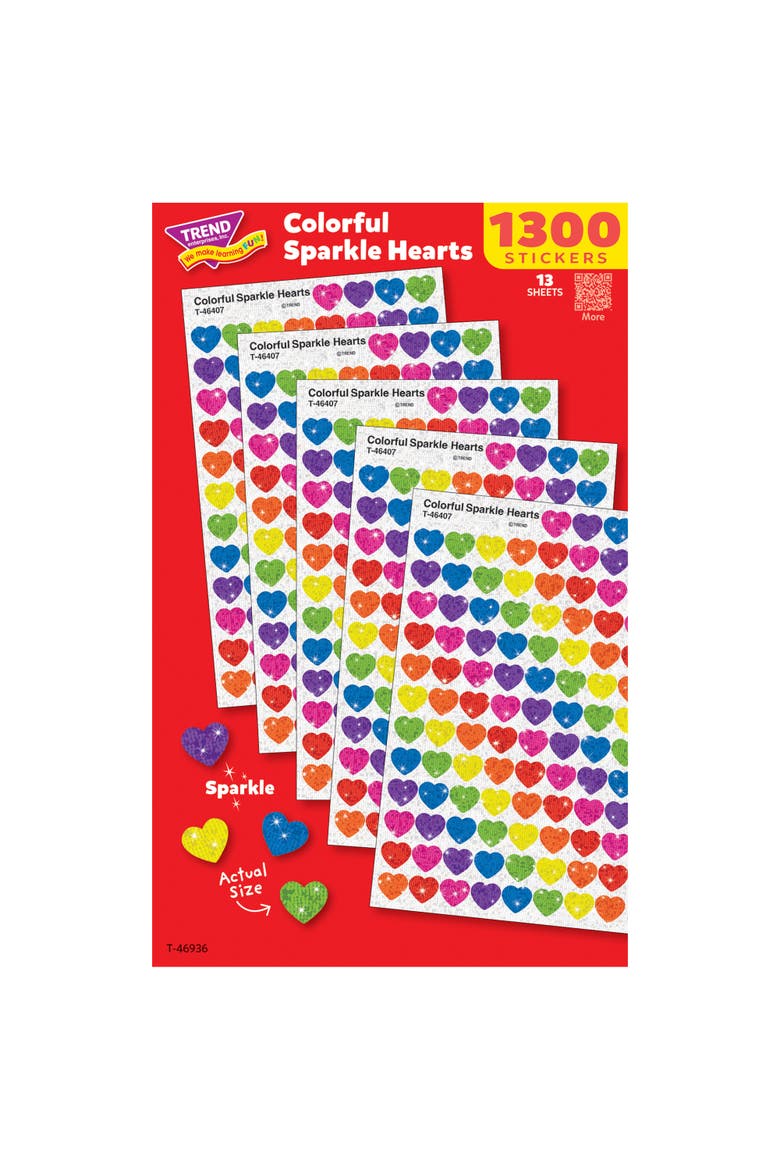 SuperShapes Sparkle Hearts 1300 Count Sticker Pack, Alternate, color, Multicolored