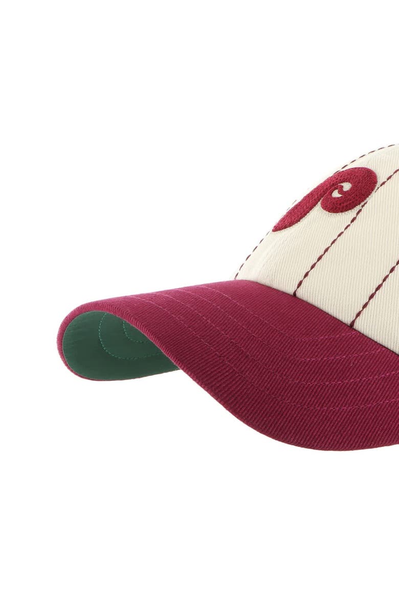 '47 Men's '47 x Rawlings Natural/Burgundy Philadelphia Phillies Pinstripe Clean Up Adjustable Hat, Alternate, color, Natural