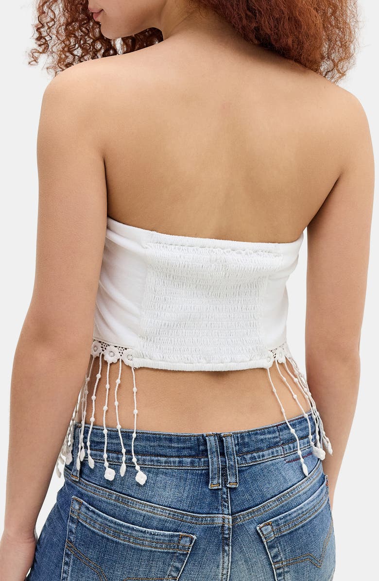 BDG Urban Outfitters Fringe Strapless Top, Alternate, color, White
