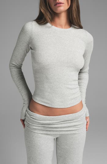 Stretch Cotton Rib Long Sleeve T-Shirt