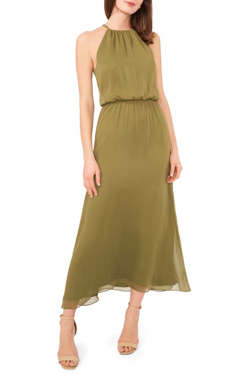 Shirred Halter Neck Dress