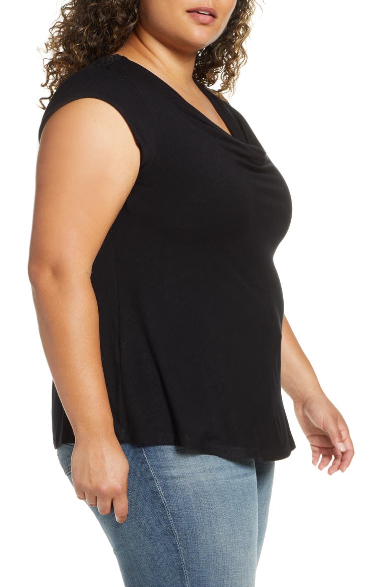 Daniel Rainn Lace Knit Top, Alternate, color, BLACK