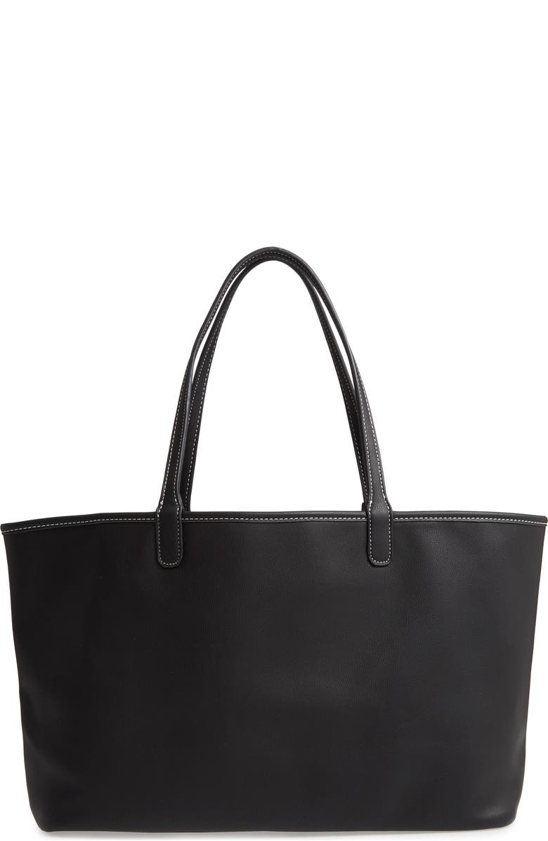 Mali + Lili Evie Reversible Vegan Leather Tote, Main, color,