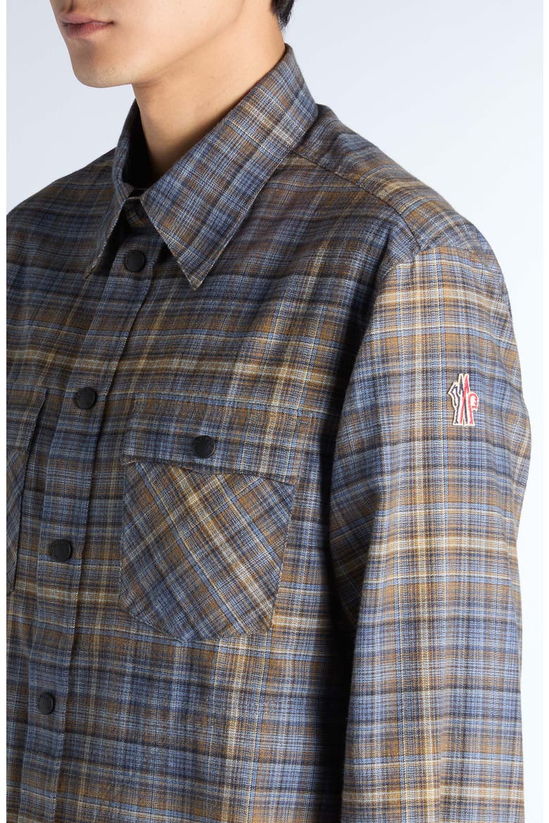 Plaid Cotton Overshirt, Alternate, color, BLUE PLAID