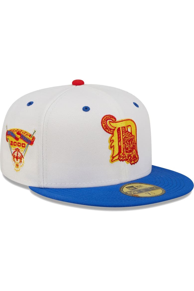 Men's New Era White/Royal Detroit Tigers Inaugural Season at Comerica Park Cherry Lolli 59FIFTY Fitted Hat, Main, color, White