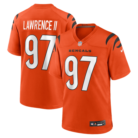 Men's Nike Dexter Lawrence II Orange Cincinnati Bengals Game Jersey