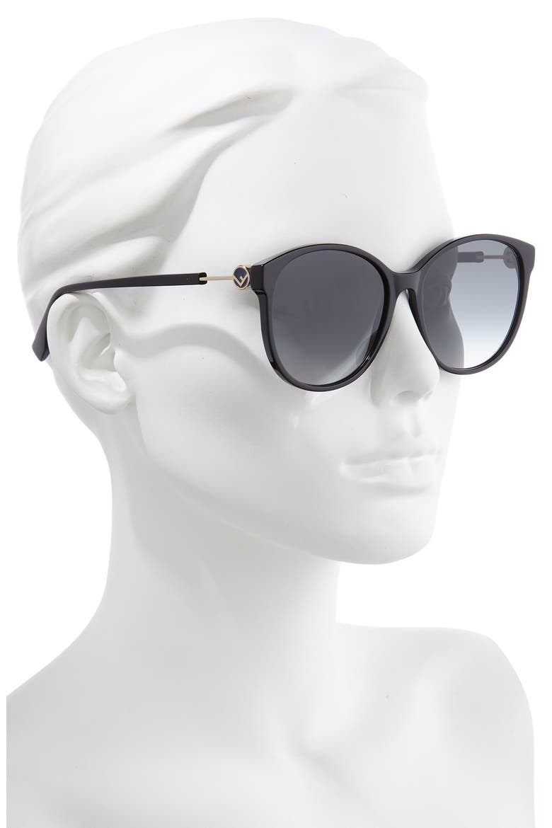 58mm Gradient Cat Eye Sunglasses, Alternate, color, BLACK/ DARK GREY