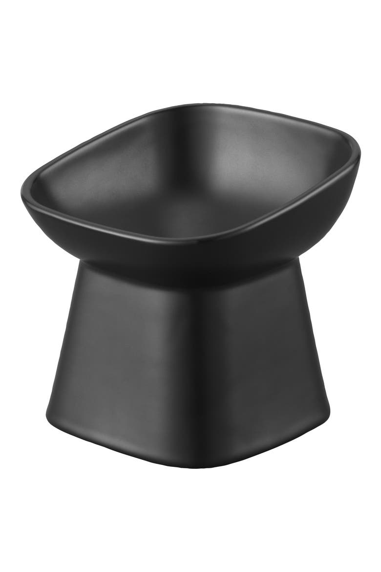 Tilted Pet Food Bowl, Main, color, BLACK