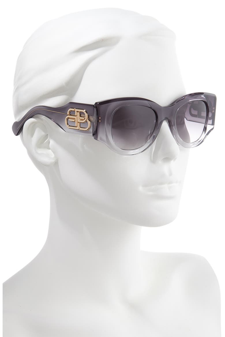 50mm Cat Eye Sunglasses, Alternate, color, SHINY DEGRADE GREY/ GREY