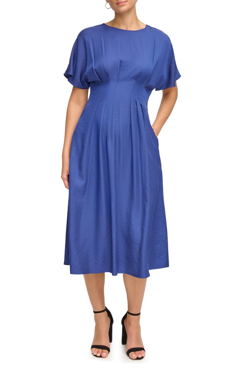 Kensie Short Sleeve Fit & Flare Midi Dress, Main, color, 
