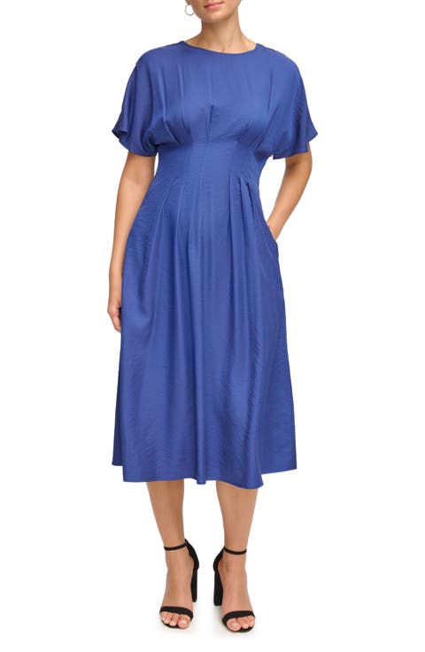 Short Sleeve Fit & Flare Midi Dress