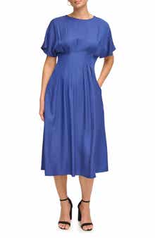 Short Sleeve Fit & Flare Midi Dress