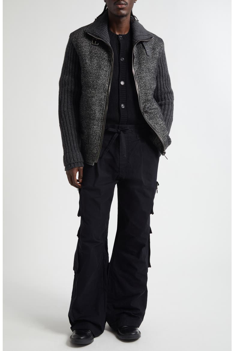 Herringbone Mixed Media Jacket, Alternate, color, N0352 GRIGIO FUMO
