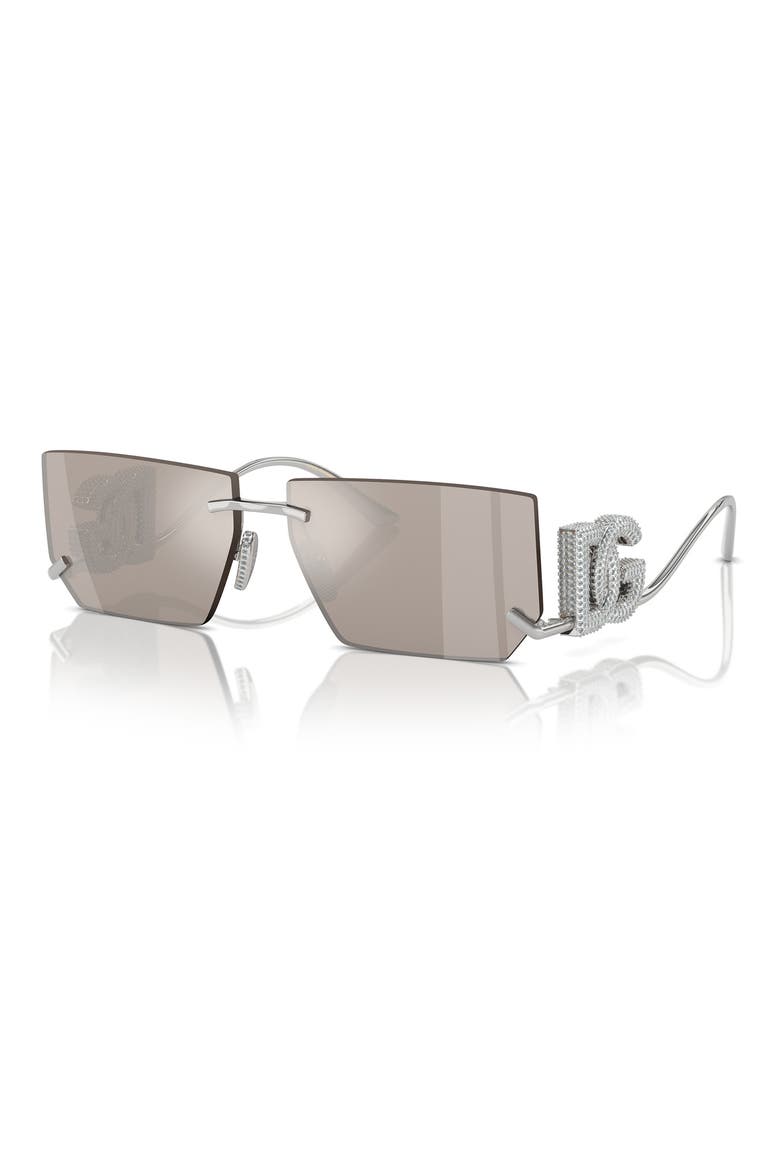 60mm Rectangular Sunglasses, Alternate, color, SILVER / CLEAR MIRROR PLATINUM