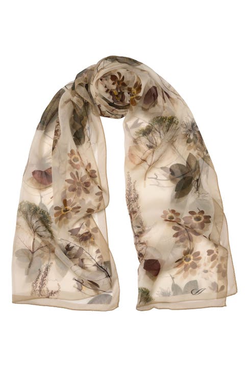 Botanica -  Long Sheer Silk Scarf for Women